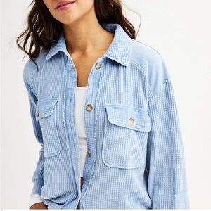 Blue Waffle Knits Shacket-size large